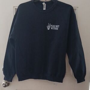 **** "Peace Out Witches" Whimsical Spooky Black Sweatshirt Large